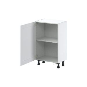 Dahlia Bright White  Shaker Assembled Shallow Base Cabinet with a Full High Door (21 in. W x 34.5 in. H x 14 in. D)