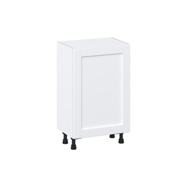 Dahlia Bright White  Shaker Assembled Shallow Base Cabinet with a Full High Door (21 in. W x 34.5 in. H x 14 in. D)