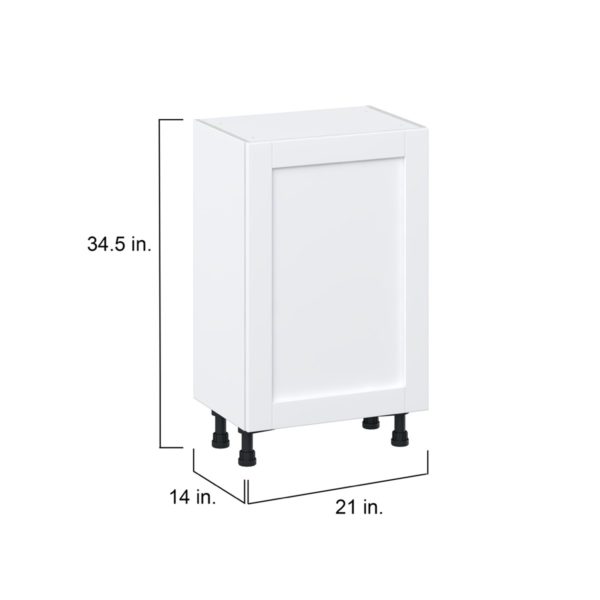 Dahlia Bright White  Shaker Assembled Shallow Base Cabinet with a Full High Door (21 in. W x 34.5 in. H x 14 in. D)