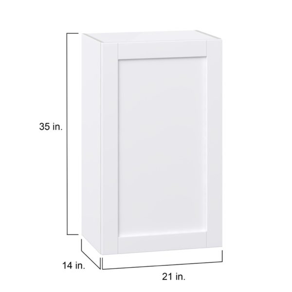 Dahlia Bright White  Shaker Assembled Wall  Cabinet with Full High Door (21 in. W x 35 in. H x 14 in. D)