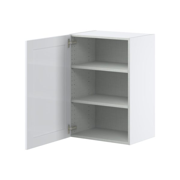 Dahlia Bright White  Shaker Assembled Wall  Cabinet with Full High Door (21 in. W x 30 in. H x 14 in. D)