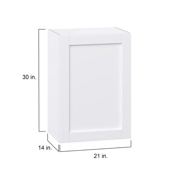 Dahlia Bright White  Shaker Assembled Wall  Cabinet with Full High Door (21 in. W x 30 in. H x 14 in. D)