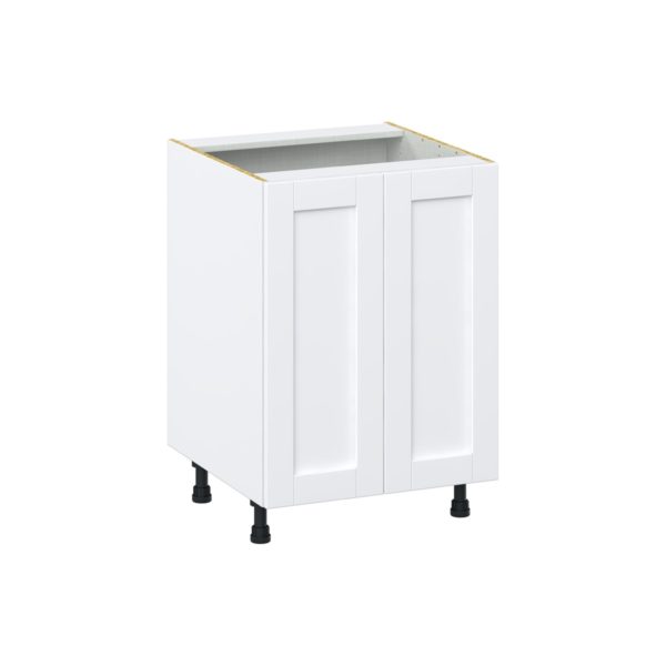 Dahlia Bright White  Shaker Assembled Base Cabinet with 2 Full High Doors (24 in. W x 34.5 in. H x 24 in. D)