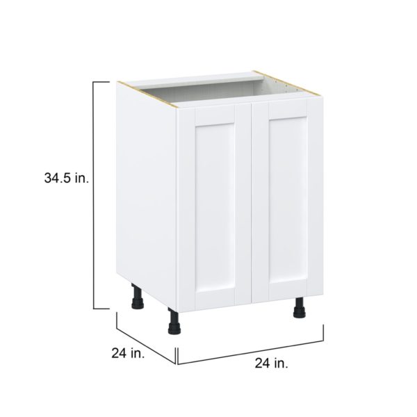 Dahlia Bright White  Shaker Assembled Base Cabinet with 2 Full High Doors (24 in. W x 34.5 in. H x 24 in. D)