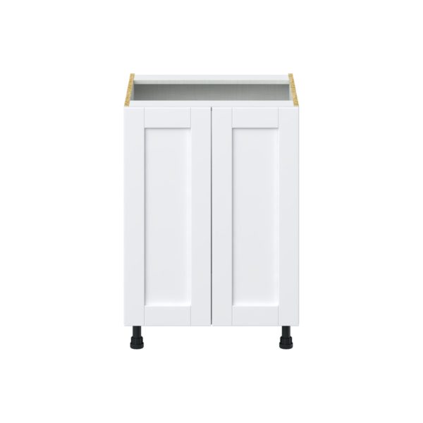 Dahlia Bright White  Shaker Assembled Base Cabinet with 2 Full High Doors and 3 Inner Drawers (24 in. W x 34.5 in. H x 24 in. D)