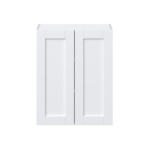 Dahlia Bright White  Shaker Assembled Wall  Cabinet  with 2 Full high Doors (24 in. W x 30 in. H x 14 in. D)