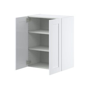 Dahlia Bright White  Shaker Assembled Wall  Cabinet  with 2 Full high Doors (24 in. W x 30 in. H x 14 in. D)