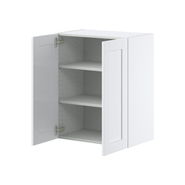 Dahlia Bright White  Shaker Assembled Wall  Cabinet  with 2 Full high Doors (24 in. W x 30 in. H x 14 in. D)