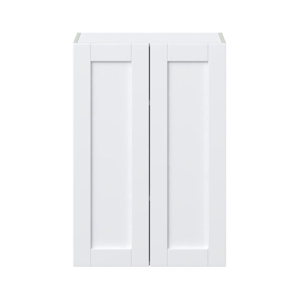 Dahlia Bright White  Shaker Assembled Wall  Cabinet with 2 Full High Doors (24 in. W x 35 in. H x 14 in. D)