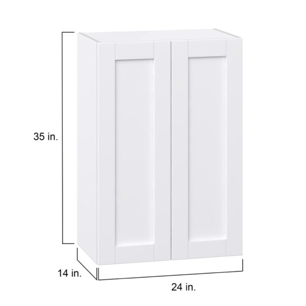 Dahlia Bright White  Shaker Assembled Wall  Cabinet with 2 Full High Doors (24 in. W x 35 in. H x 14 in. D)