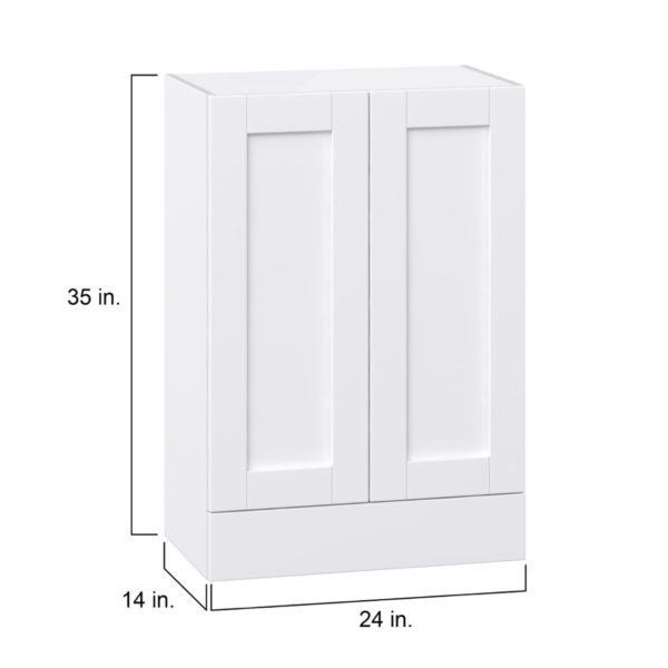 Dahlia Bright White  Shaker Assembled Wall  Cabinet with 2 Doors and a 5 in. Drawer (24 in. W x 35 in. H x 14 in. D)