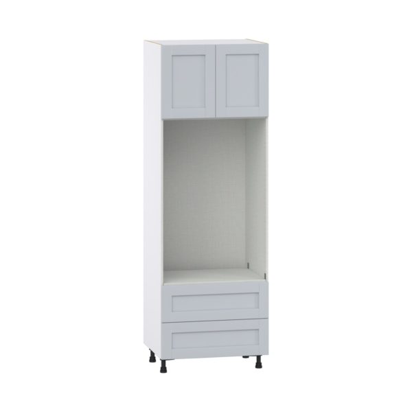 Sea Holly Light Gray  Shaker Assembled Pantry Micro/Oven Combo  Cabinet with 2 Drawers (30 in. W x 89.5 in. H x 24 in. D)