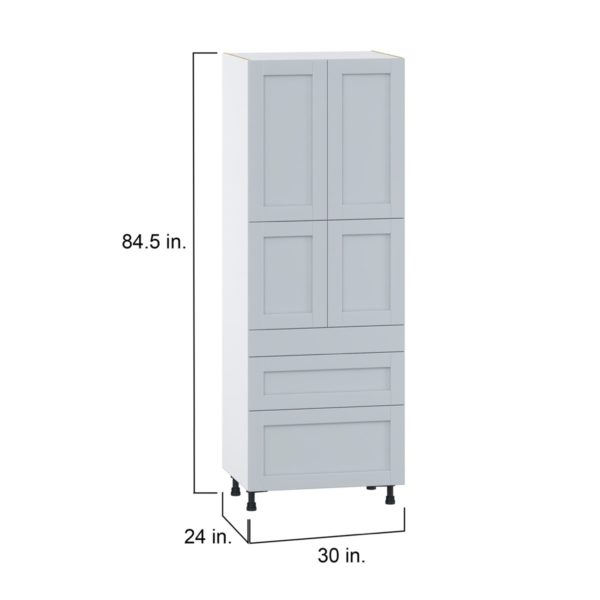 Sea Holly Light Gray  Shaker Assembled Pantry  Cabinet with 2 Inner Drawers (30 in. W x 84.5 in. H x 24 in. D)