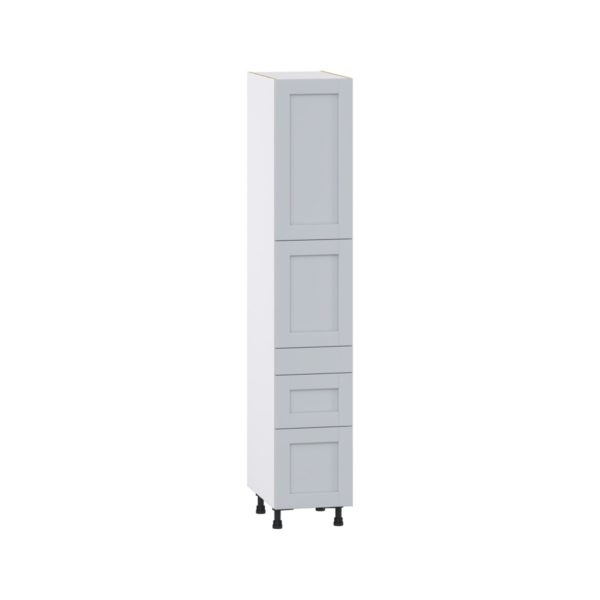 Sea Holly Light Gray  Shaker Assembled Pantry  Cabinet with 2 Inner Drawers (15 in. W x 84.5 in. H x 24 in. D)