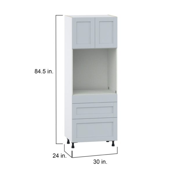 Sea Holly Light Gray  Shaker Assembled Single Oven  Cabinet with 3 Drawers (30 in. W x 84.5 in. H x 24 in. D)