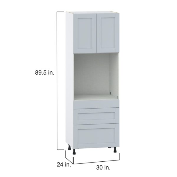 Sea Holly Light Gray  Shaker Assembled Single Oven  Cabinet with Drawers (30 in. W x 89.5 in. H x 24 in. D)