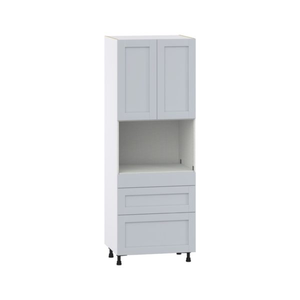 Sea Holly Light Gray  Shaker Assembled Pantry Micro/Oven  Cabinet with 3 Drawers (30 in. W x 84.5 in. H x 24 in. D)