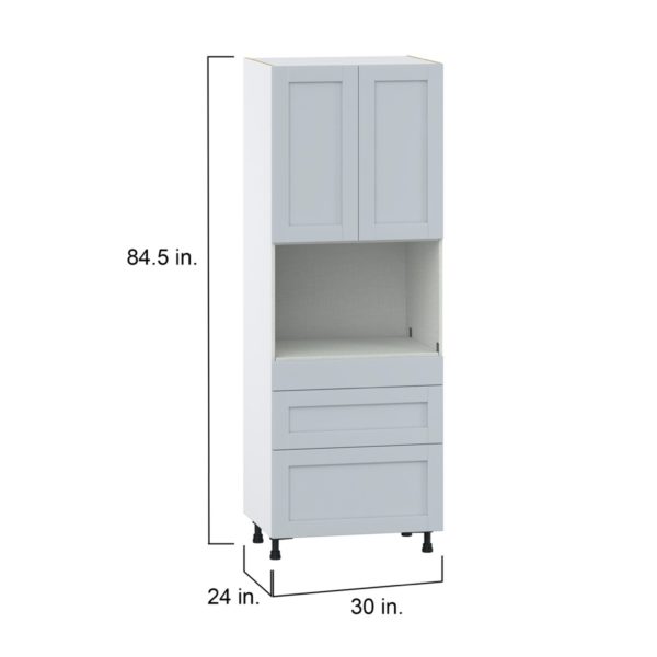 Sea Holly Light Gray  Shaker Assembled Pantry Micro/Oven  Cabinet with 3 Drawers (30 in. W x 84.5 in. H x 24 in. D)