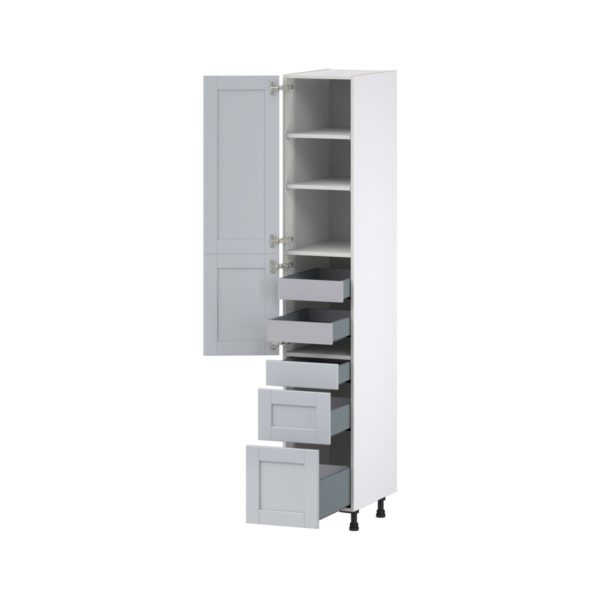 Sea Holly Light Gray  Shaker Assembled Pantry  Cabinet with 3 Drawers and 2 Inner Drawers (15 in. W x 89.5 in. H x 24 in. D)