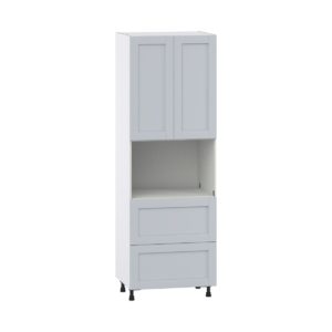 Sea Holly Light Gray  Shaker Assembled Pantry Microwave  Cabinet with 2 Drawers (30 in. W x 89.5 in. H x 24 in. D)