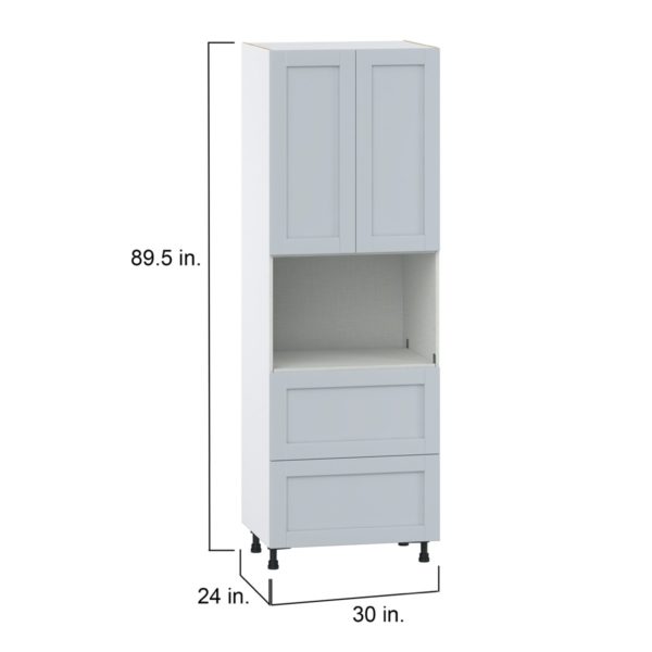 Sea Holly Light Gray  Shaker Assembled Pantry Microwave  Cabinet with 2 Drawers (30 in. W x 89.5 in. H x 24 in. D)