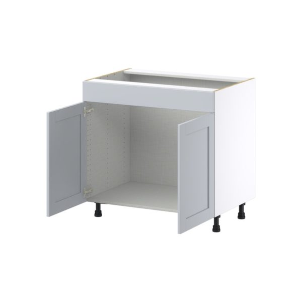 Sea Holly Light Gray  Shaker Assembled Sink Base Cabinet with 2 Doors and 1 False Front (36 in. W x 34.5 in. H x 24 in. D)