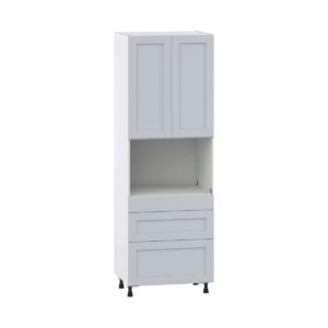 Sea Holly Light Gray  Shaker Assembled Pantry Microwave  Cabinet with 3 Drawers (30 in. W x 89.5 in. H x 24 in. D)