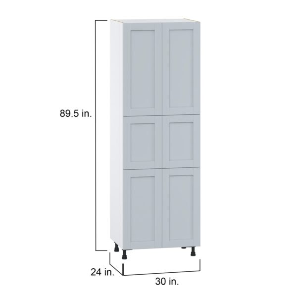 Sea Holly Light Gray  Shaker Assembled Pantry  Cabinet with 5 Shelves (30 in. W x 89.5 in. H x 24 in. D)