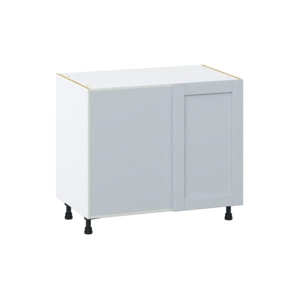 Sea Holly Light Gray  Shaker Assembled Blind Base Corner  Cabinet Left Open (39 in. W X 34.5 in. H X 24 in. D)