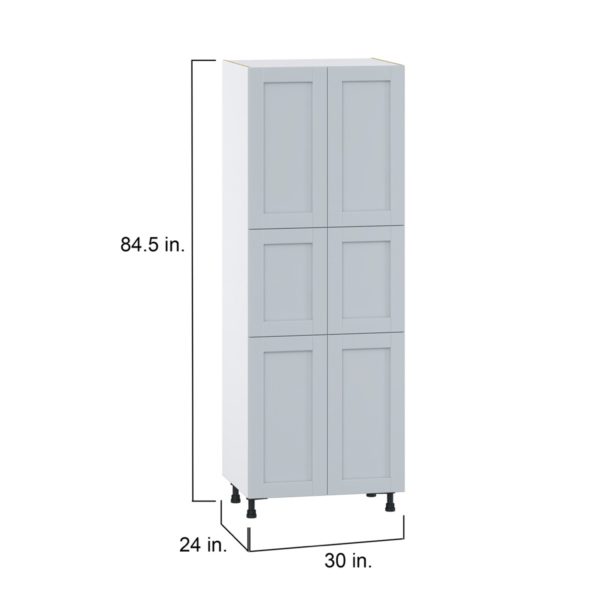 Sea Holly Light Gray  Shaker Assembled Pantry  Cabinet with 5 Shelves (30 in. W x 84.5 in. H x 24 in. D)