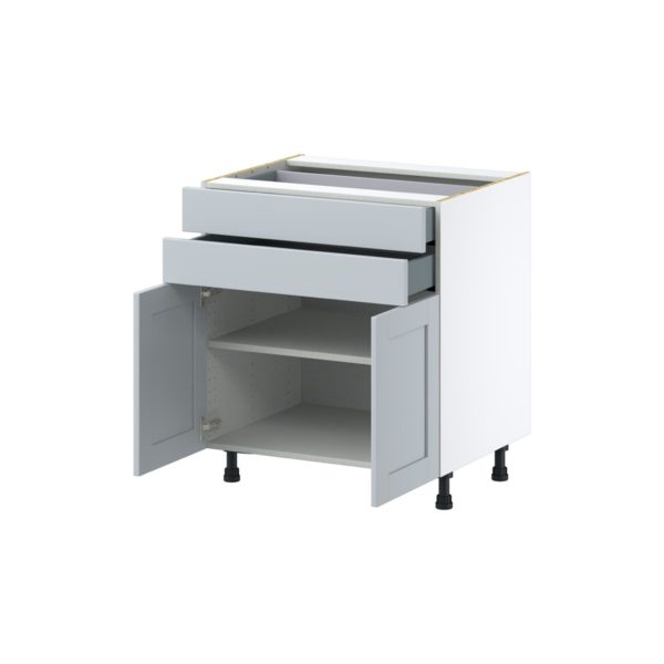 Sea Holly Light Gray  Shaker Assembled Base Cabinet with Two Doors and Two 5 in. Drawers (30 in. W x 34.5 in. H x 24 in. D)