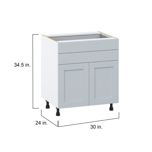 Sea Holly Light Gray  Shaker Assembled Base Cabinet with Two Doors and Two 5 in. Drawers (30 in. W x 34.5 in. H x 24 in. D)