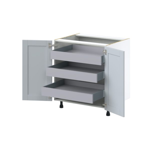 Sea Holly Light Gray  Shaker Assembled Base Cabinet with 2 Full High Doors and 3 Inner Drawers (30 in. W x 34.5 in. H x 24 in. D)