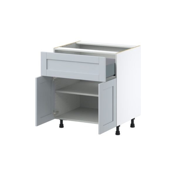 Sea Holly Light Gray  Shaker Assembled Base Cabinet with 1 Door and 10 in. Drawer (30 in. W x 34.5 in. H x 24 in. D)