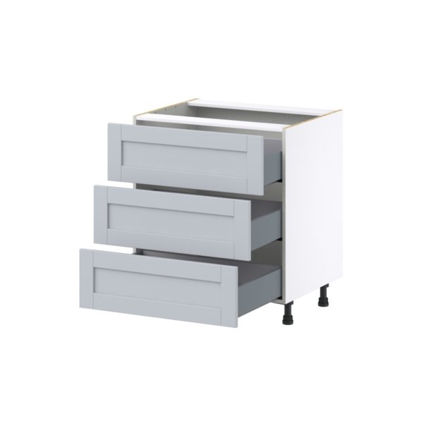 Sea Holly Light Gray  Shaker Assembled Base Cabinet with Three 10 in. Drawers (30 in. W x 34.5 in. H x 24 in. D)