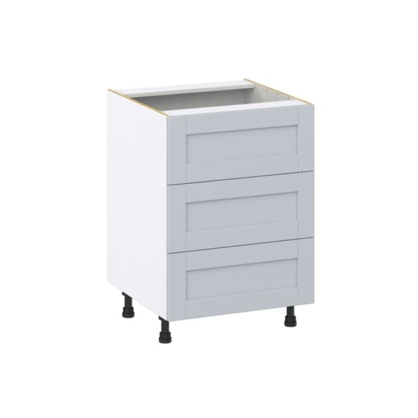 Sea Holly Light Gray  Shaker Assembled Base Cabinet with Three 10 in. Drawers (24 in. W x 34.5 in. H x 24 in. D)