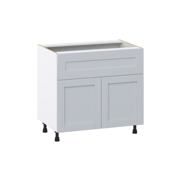 Sea Holly Light Gray  Shaker Assembled Cooktop Base Cabinet with 2 Doors and a 10 in. Drawer (36 in. W x 34.5 in. H x 24 in. D)