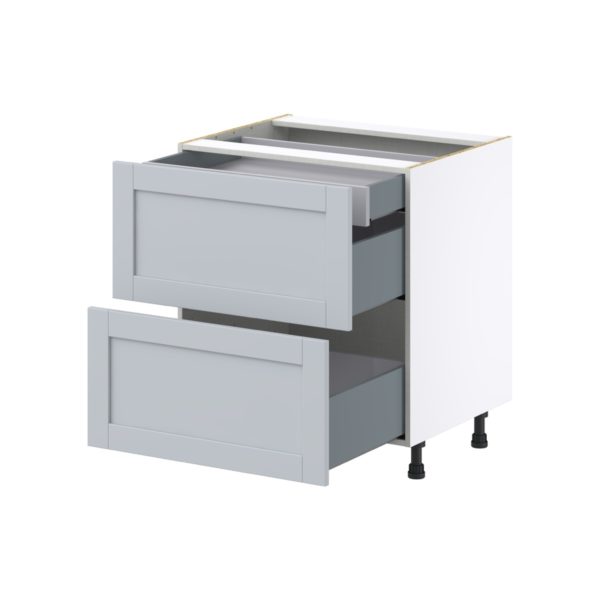 Sea Holly Light Gray  Shaker Assembled Base Cabinet with 2 Drawers and 1 Inner Drawer (30 in. W x 34.5 in. H x 24 in. D)