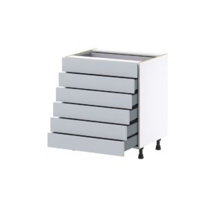 Sea Holly Light Gray  Shaker Assembled Base Cabinet with 6 Drawers (30 in. W x 34.5 in. H x 24 in. D)