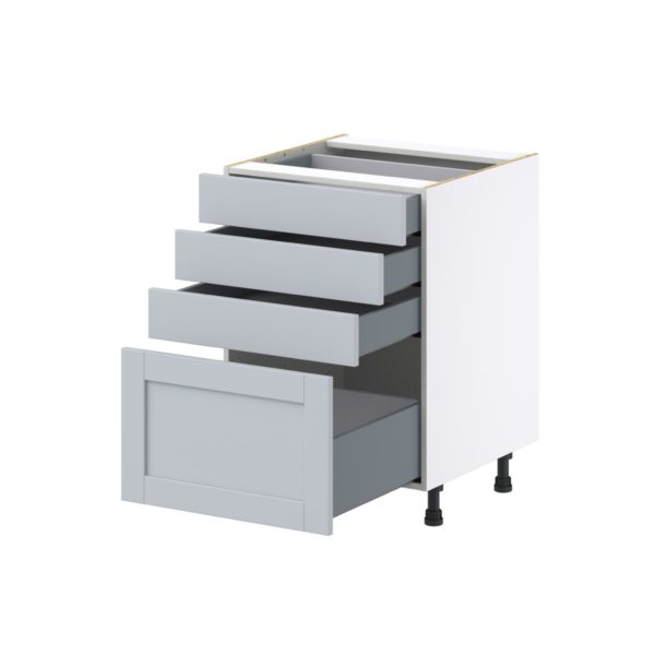 Sea Holly Light Gray  Shaker Assembled Base Cabinet with 4 Drawers (24 in. W x 34.5 in. H x 24 in. D)