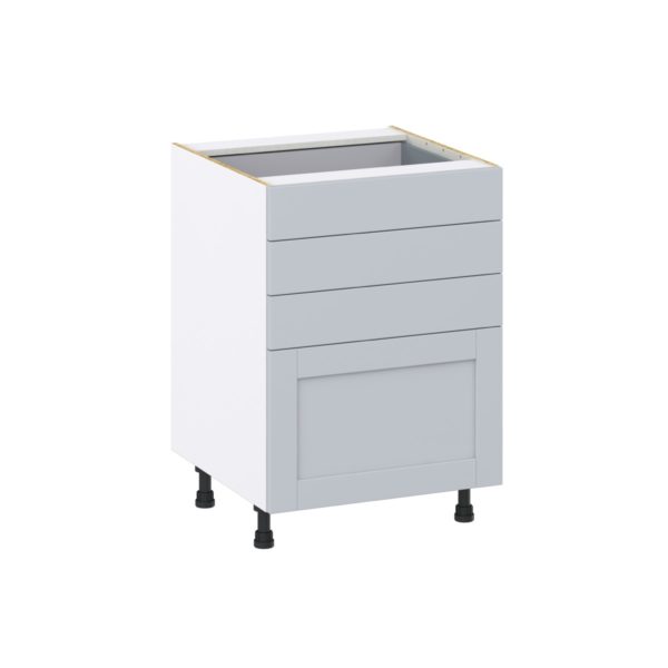 Sea Holly Light Gray  Shaker Assembled Base Cabinet with 4 Drawers (24 in. W x 34.5 in. H x 24 in. D)