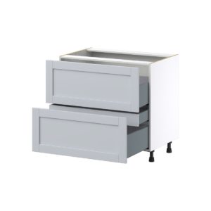 Sea Holly Light Gray  Shaker Assembled  Cooktop Base Cabinet with 2 Drawers and a Inner Drawer (36 in. W x 34.5 in. H x 24 in. D)