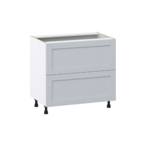 Sea Holly Light Gray  Shaker Assembled  Cooktop Base Cabinet with 2 Drawers and a Inner Drawer (36 in. W x 34.5 in. H x 24 in. D)