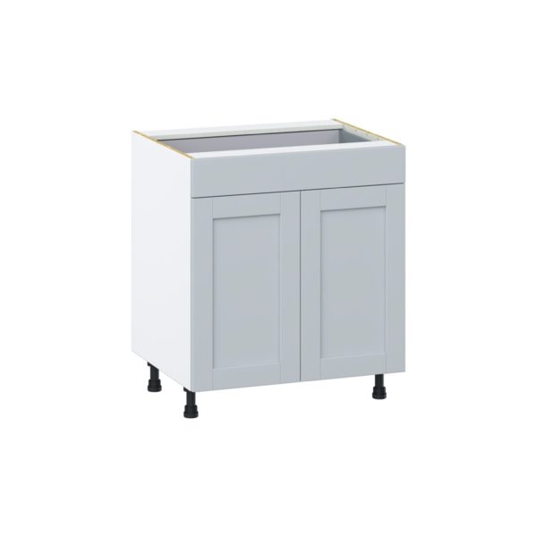 Sea Holly Light Gray  Shaker Assembled Base Cabinet with 2  Doors and a Drawer (30 in. W x 34.5 in. H x 24 in. D)