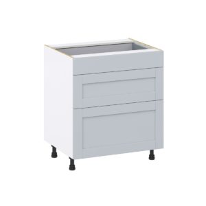 Sea Holly Light Gray  Shaker Assembled Base Cabinet with 3 Drawers (30 in. W x 34.5 in. H x 24 in. D)