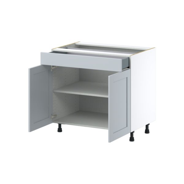 Sea Holly Light Gray  Shaker Assembled Base Cabinet with 2  Doors and 1 Drawer (36 in. W x 34.5 in. H x 24 in. D)