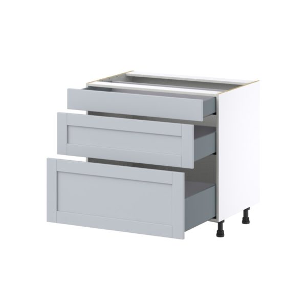 Sea Holly Light Gray  Shaker Assembled Base Cabinet with 3 Drawers (36 in. W x 34.5 in. H x 24 in. D)