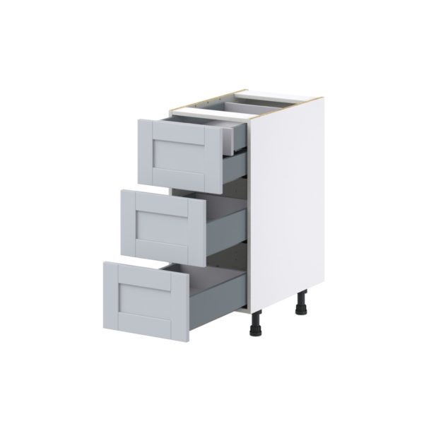 Sea Holly Light Gray  Shaker Assembled Base Cabinet with Three 10 in. Drawers and 1 Inner Drawer (15 in. W x 34.5 in. H x 24 in. D)