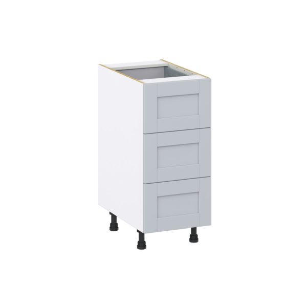 Sea Holly Light Gray  Shaker Assembled Base Cabinet with Three 10 in. Drawers and 1 Inner Drawer (15 in. W x 34.5 in. H x 24 in. D)