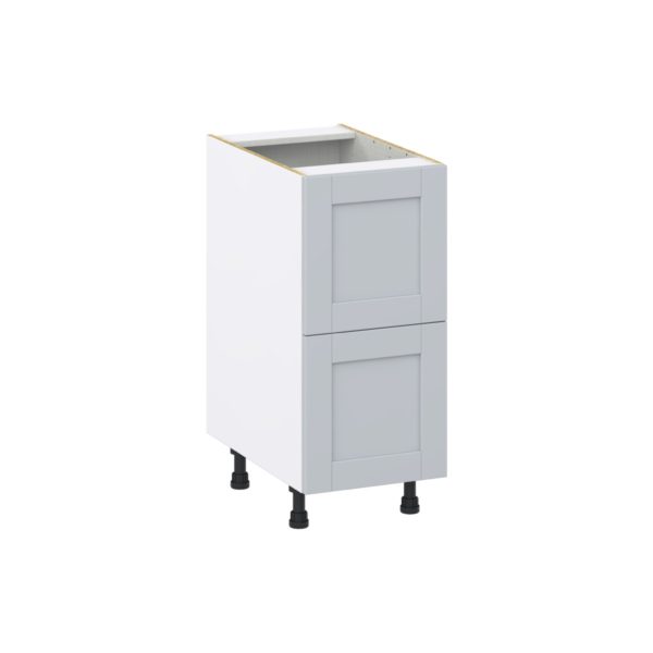 Sea Holly Light Gray  Shaker Assembled Base Cabinet with 2 Drawers (15 in. W x 34.5 in. H x 24 in. D)